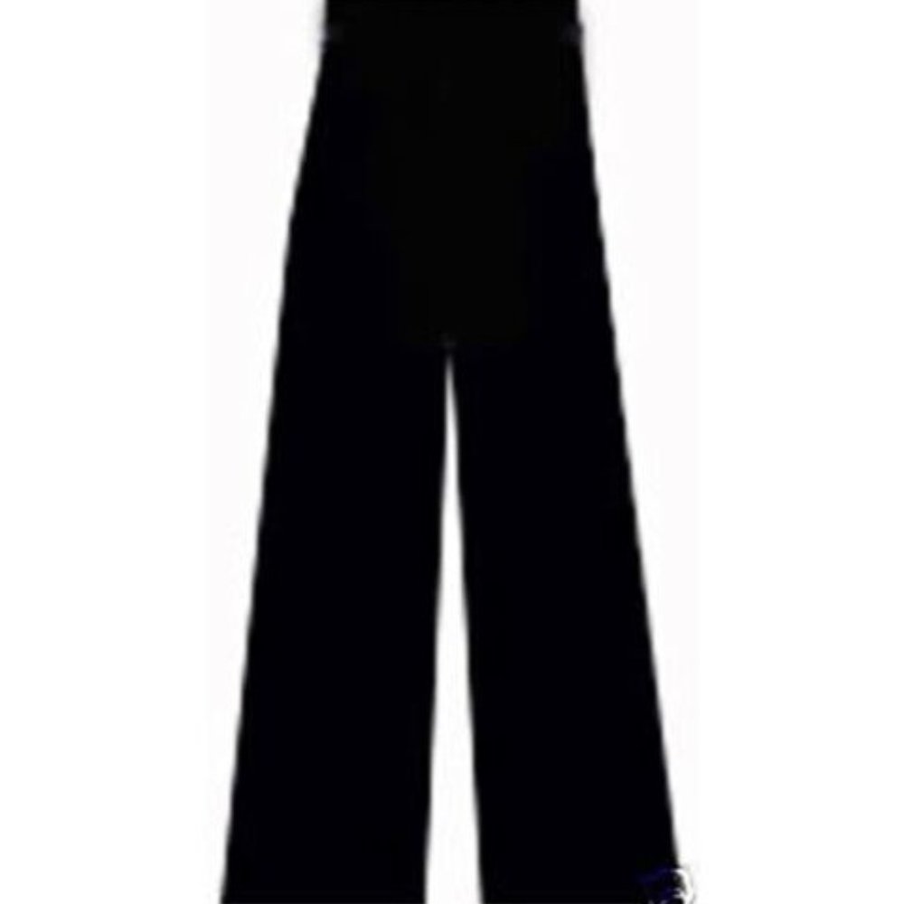 Body Wrappers 6388 Women's Size Medium 8-10 Black Crushed Velvet Wide Leg Pants